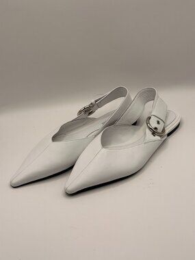 Jeffrey Campbell Women Scone White Slingback Pointed Toe Flat Sz 6.5